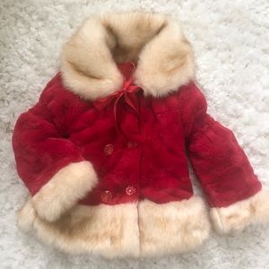 Toddler winter coat red faux fur